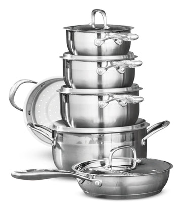 Serray  Classic 11-Piece 3-Ply Stainless Steel Cookware Set