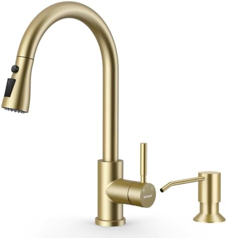 WEWE High-Arc Pull-Down Kitchen Faucet, Brushed Nickel, 3-Mode Sprayer | Soft Silicone Nozzles, Easy to Rub Clean, 360° Swivel, 20-Inch Pull-Down Reach, SUS 304, 1- or 3-Hole Fit, Ceramic Cartridge|B01H3OMH7Y
