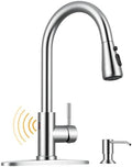 WEWE High-Arc Pull-Down Kitchen Faucet, Brushed Nickel, 3-Mode Sprayer | Soft Silicone Nozzles, Easy to Rub Clean, 360° Swivel, 20-Inch Pull-Down Reach, SUS 304, 1- or 3-Hole Fit, Ceramic Cartridge|B01H3OMH7Y