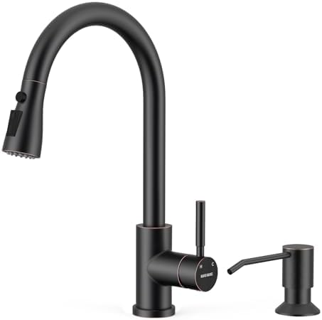 WEWE High-Arc Pull-Down Kitchen Faucet, Brushed Nickel, 3-Mode Sprayer | Soft Silicone Nozzles, Easy to Rub Clean, 360° Swivel, 20-Inch Pull-Down Reach, SUS 304, 1- or 3-Hole Fit, Ceramic Cartridge|B01H3OMH7Y