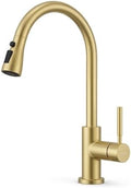 WEWE High-Arc Pull-Down Kitchen Faucet, Brushed Nickel, 3-Mode Sprayer | Soft Silicone Nozzles, Easy to Rub Clean, 360° Swivel, 20-Inch Pull-Down Reach, SUS 304, 1- or 3-Hole Fit, Ceramic Cartridge|B01H3OMH7Y