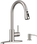WEWE High-Arc Pull-Down Kitchen Faucet, Brushed Nickel, 3-Mode Sprayer | Soft Silicone Nozzles, Easy to Rub Clean, 360° Swivel, 20-Inch Pull-Down Reach, SUS 304, 1- or 3-Hole Fit, Ceramic Cartridge|B01H3OMH7Y