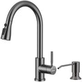 WEWE High-Arc Pull-Down Kitchen Faucet, Brushed Nickel, 3-Mode Sprayer | Soft Silicone Nozzles, Easy to Rub Clean, 360° Swivel, 20-Inch Pull-Down Reach, SUS 304, 1- or 3-Hole Fit, Ceramic Cartridge|B01H3OMH7Y