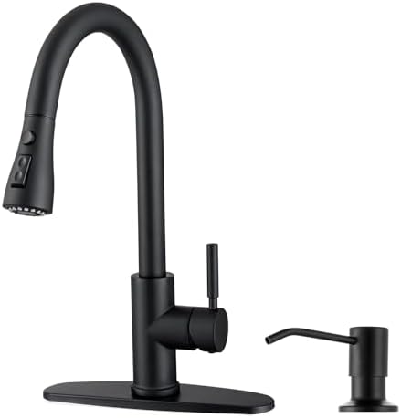 WEWE High-Arc Pull-Down Kitchen Faucet, Brushed Nickel, 3-Mode Sprayer | Soft Silicone Nozzles, Easy to Rub Clean, 360° Swivel, 20-Inch Pull-Down Reach, SUS 304, 1- or 3-Hole Fit, Ceramic Cartridge|B01H3OMH7Y