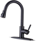 WEWE High-Arc Pull-Down Kitchen Faucet, Brushed Nickel, 3-Mode Sprayer | Soft Silicone Nozzles, Easy to Rub Clean, 360° Swivel, 20-Inch Pull-Down Reach, SUS 304, 1- or 3-Hole Fit, Ceramic Cartridge|B01H3OMH7Y