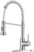 WEWE High-Arc Pull-Down Kitchen Faucet, Brushed Nickel, 3-Mode Sprayer | Soft Silicone Nozzles, Easy to Rub Clean, 360° Swivel, 20-Inch Pull-Down Reach, SUS 304, 1- or 3-Hole Fit, Ceramic Cartridge|B01H3OMH7Y