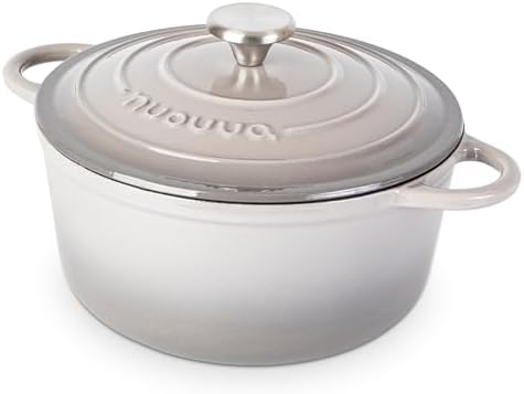 Nuovva Enamelled Cast Iron Dutch Oven Pot with Lid-6.4 Quart Non Stick Casserole Pot-Heavy Duty & Oven Safe up to 500° F for Bread Baking, Braising, Stews, Roasting - 28cm Dark Blue|B0CHWJG1M1