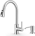 WEWE High-Arc Pull-Down Kitchen Faucet, Brushed Nickel, 3-Mode Sprayer | Soft Silicone Nozzles, Easy to Rub Clean, 360° Swivel, 20-Inch Pull-Down Reach, SUS 304, 1- or 3-Hole Fit, Ceramic Cartridge|B01H3OMH7Y