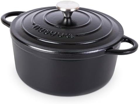 Nuovva Enamelled Cast Iron Dutch Oven Pot with Lid-6.4 Quart Non Stick Casserole Pot-Heavy Duty & Oven Safe up to 500° F for Bread Baking, Braising, Stews, Roasting - 28cm Dark Blue|B0CHWJG1M1