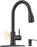 WEWE High-Arc Pull-Down Kitchen Faucet, Brushed Nickel, 3-Mode Sprayer | Soft Silicone Nozzles, Easy to Rub Clean, 360° Swivel, 20-Inch Pull-Down Reach, SUS 304, 1- or 3-Hole Fit, Ceramic Cartridge|B01H3OMH7Y