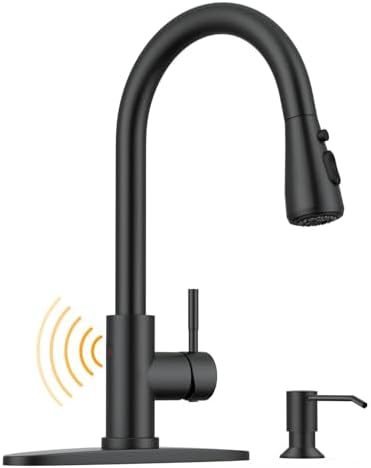 WEWE High-Arc Pull-Down Kitchen Faucet, Brushed Nickel, 3-Mode Sprayer | Soft Silicone Nozzles, Easy to Rub Clean, 360° Swivel, 20-Inch Pull-Down Reach, SUS 304, 1- or 3-Hole Fit, Ceramic Cartridge|B01H3OMH7Y