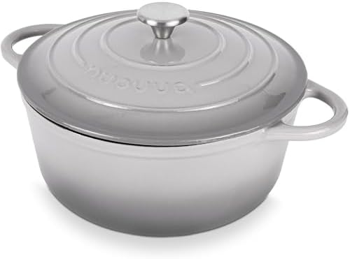 Nuovva Enamelled Cast Iron Dutch Oven Pot with Lid-6.4 Quart Non Stick Casserole Pot-Heavy Duty & Oven Safe up to 500° F for Bread Baking, Braising, Stews, Roasting - 28cm Dark Blue|B0CHWJG1M1