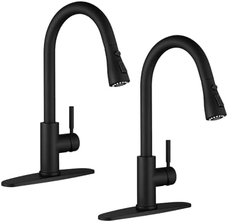 WEWE High-Arc Pull-Down Kitchen Faucet, Brushed Nickel, 3-Mode Sprayer | Soft Silicone Nozzles, Easy to Rub Clean, 360° Swivel, 20-Inch Pull-Down Reach, SUS 304, 1- or 3-Hole Fit, Ceramic Cartridge|B01H3OMH7Y
