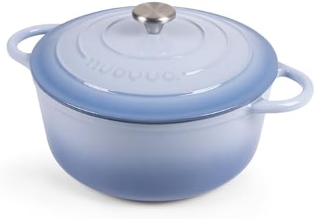 Nuovva Enamelled Cast Iron Dutch Oven Pot with Lid-6.4 Quart Non Stick Casserole Pot-Heavy Duty & Oven Safe up to 500° F for Bread Baking, Braising, Stews, Roasting - 28cm Dark Blue|B0CHWJG1M1