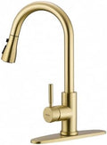 WEWE High-Arc Pull-Down Kitchen Faucet, Brushed Nickel, 3-Mode Sprayer | Soft Silicone Nozzles, Easy to Rub Clean, 360° Swivel, 20-Inch Pull-Down Reach, SUS 304, 1- or 3-Hole Fit, Ceramic Cartridge|B01H3OMH7Y