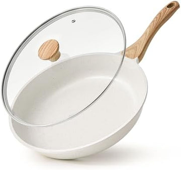SENSARTE 8Inch Nonstick Ceramic Frying Pan with Lid, PFAS/PTFE/PFOA Free | Ceramic Omelette Pan Skillet, Healthy Non-toxic Chef's Pan, Induction Compatible Pan, Heat Resistant Handle|B0CXDPGNP9
