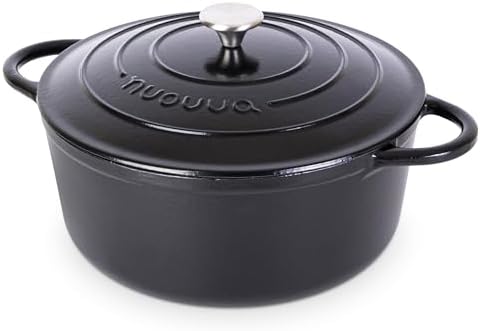 Nuovva Enamelled Cast Iron Dutch Oven Pot with Lid-6.4 Quart Non Stick Casserole Pot-Heavy Duty & Oven Safe up to 500° F for Bread Baking, Braising, Stews, Roasting - 28cm Dark Blue|B0CHWJG1M1