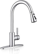WEWE High-Arc Pull-Down Kitchen Faucet, Brushed Nickel, 3-Mode Sprayer | Soft Silicone Nozzles, Easy to Rub Clean, 360° Swivel, 20-Inch Pull-Down Reach, SUS 304, 1- or 3-Hole Fit, Ceramic Cartridge|B01H3OMH7Y