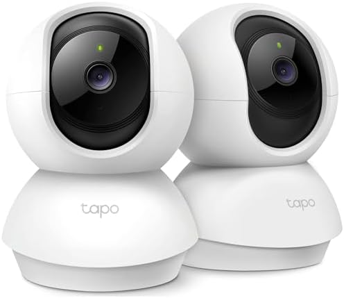 Tapo 2K Pan/Tilt Security Camera for Baby Monitor, Dog Camera w/Motion Detection, 2-Way Audio Siren, Night Vision, Cloud&SD Card Storage, Works w/Alexa & Google Assistant, 2-Pack (Tapo C210P2)|B09Y8C185M