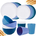 Rubtlamp Wheat Straw Dinnerware Sets, 16PCS Plastic Dinnerware Set for 4, Wheat Straw Plates and Bowls Sets, Unbreakable Dinnerware Plastic Microwave Safe Dishes Set for Kitchen&Camping|B0CJ22C9MB