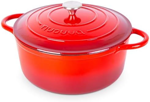 Nuovva Enamelled Cast Iron Dutch Oven Pot with Lid-6.4 Quart Non Stick Casserole Pot-Heavy Duty & Oven Safe up to 500° F for Bread Baking, Braising, Stews, Roasting - 28cm Dark Blue|B0CHWJG1M1