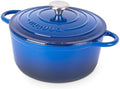 Nuovva Enamelled Cast Iron Dutch Oven Pot with Lid-6.4 Quart Non Stick Casserole Pot-Heavy Duty & Oven Safe up to 500° F for Bread Baking, Braising, Stews, Roasting - 28cm Dark Blue|B0CHWJG1M1
