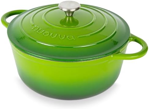 Nuovva Enamelled Cast Iron Dutch Oven Pot with Lid-6.4 Quart Non Stick Casserole Pot-Heavy Duty & Oven Safe up to 500° F for Bread Baking, Braising, Stews, Roasting - 28cm Dark Blue|B0CHWJG1M1
