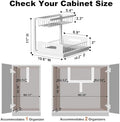Under Sink Organizer, L-Shaped 2 Tier Pull Out Cabinet Organizer | Slide Out Under Cabinet Storage, For Kitchen and Bathroom, Metal Under Sink Storage with Sliding Drawer, 50 lbs, White 2 Pack|B0CFQFMC4F