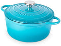 Nuovva Enamelled Cast Iron Dutch Oven Pot with Lid-6.4 Quart Non Stick Casserole Pot-Heavy Duty & Oven Safe up to 500° F for Bread Baking, Braising, Stews, Roasting - 28cm Dark Blue|B0CHWJG1M1