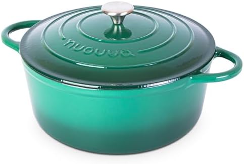 Nuovva Enamelled Cast Iron Dutch Oven Pot with Lid-6.4 Quart Non Stick Casserole Pot-Heavy Duty & Oven Safe up to 500° F for Bread Baking, Braising, Stews, Roasting - 28cm Dark Blue|B0CHWJG1M1