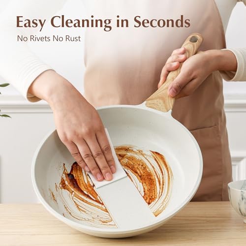 SENSARTE 8Inch Nonstick Ceramic Frying Pan with Lid, PFAS/PTFE/PFOA Free | Ceramic Omelette Pan Skillet, Healthy Non-toxic Chef's Pan, Induction Compatible Pan, Heat Resistant Handle|B0CXDPGNP9
