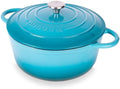 Nuovva Enamelled Cast Iron Dutch Oven Pot with Lid-6.4 Quart Non Stick Casserole Pot-Heavy Duty & Oven Safe up to 500° F for Bread Baking, Braising, Stews, Roasting - 28cm Dark Blue|B0CHWJG1M1