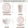 Rubtlamp Wheat Straw Dinnerware Sets, 16PCS Plastic Dinnerware Set for 4, Wheat Straw Plates and Bowls Sets, Unbreakable Dinnerware Plastic Microwave Safe Dishes Set for Kitchen&Camping|B0CJ22C9MB