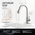 WEWE High-Arc Pull-Down Kitchen Faucet, Brushed Nickel, 3-Mode Sprayer | Soft Silicone Nozzles, Easy to Rub Clean, 360° Swivel, 20-Inch Pull-Down Reach, SUS 304, 1- or 3-Hole Fit, Ceramic Cartridge|B01H3OMH7Y