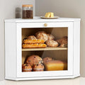 Goozii Corner Bread Box for Kitchen Countertop, Black Bread Storage Container for Homemade Bread, Two Layer Breadbox under Cabinet Mount, Large Bread Holder for Kitchen Counter, Pantry Shelf|B0CP3L9TZW