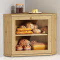 Goozii Corner Bread Box for Kitchen Countertop, Black Bread Storage Container for Homemade Bread, Two Layer Breadbox under Cabinet Mount, Large Bread Holder for Kitchen Counter, Pantry Shelf|B0CP3L9TZW