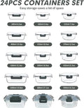 VERONES 12 Packs Glass Food Storage Containers Set with Lids, Grey | Airtight Glass Lunch Containers, Glass Meal Prep Containers with Lids, for Microwave, Oven, Freezer & Dishwasher Friendly|B0BZS66X6R