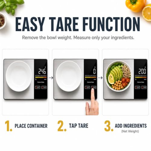 Smart Nutrition Food Scale with App - 1g Precision Digital Kitchen Scale, Tracks Calories & 24 Nutrients, Macros, Fat & Protein for Keto, Fitness & Meal Prep, 11lb/5kg with Tare Function|B0FHKBKWTM