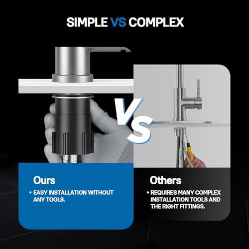 WEWE High-Arc Pull-Down Kitchen Faucet, Brushed Nickel, 3-Mode Sprayer | Soft Silicone Nozzles, Easy to Rub Clean, 360° Swivel, 20-Inch Pull-Down Reach, SUS 304, 1- or 3-Hole Fit, Ceramic Cartridge|B01H3OMH7Y