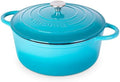 Nuovva Enamelled Cast Iron Dutch Oven Pot with Lid-6.4 Quart Non Stick Casserole Pot-Heavy Duty & Oven Safe up to 500° F for Bread Baking, Braising, Stews, Roasting - 28cm Dark Blue|B0CHWJG1M1