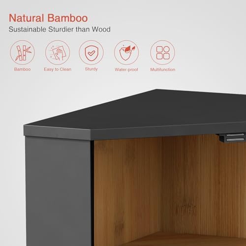 Goozii Corner Bread Box for Kitchen Countertop, Black Bread Storage Container for Homemade Bread, Two Layer Breadbox under Cabinet Mount, Large Bread Holder for Kitchen Counter, Pantry Shelf|B0CP3L9TZW