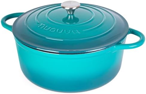 Nuovva Enamelled Cast Iron Dutch Oven Pot with Lid-6.4 Quart Non Stick Casserole Pot-Heavy Duty & Oven Safe up to 500° F for Bread Baking, Braising, Stews, Roasting - 28cm Dark Blue|B0CHWJG1M1
