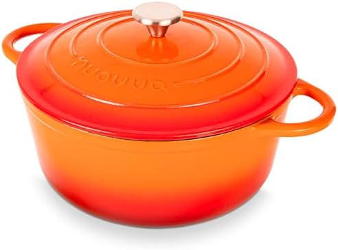 Nuovva Enamelled Cast Iron Dutch Oven Pot with Lid-6.4 Quart Non Stick Casserole Pot-Heavy Duty & Oven Safe up to 500° F for Bread Baking, Braising, Stews, Roasting - 28cm Dark Blue|B0CHWJG1M1