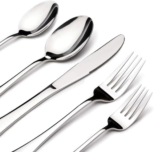 Silverware Set for 12,60 Piece Stainless Steel Flatware Utensil Cutlery Set | Heavy Duty Steak Knife Fork and Spoon, Dishwasher Safe, Gift Package for Wedding Housewarming|B0C8M4QP43