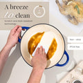 Nuovva Enamelled Cast Iron Dutch Oven Pot with Lid-6.4 Quart Non Stick Casserole Pot-Heavy Duty & Oven Safe up to 500° F for Bread Baking, Braising, Stews, Roasting - 28cm Dark Blue|B0CHWJG1M1