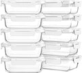 M MCIRCO 10 Pack,22 oz Glass Food Storage Containers with lids, Gray | Glass Meal Prep Containers,Airtight Lunch Containers with Lids, Microwave, Oven, Freezer and Dishwasher Friendly, BPA Free|B07HRRV96C