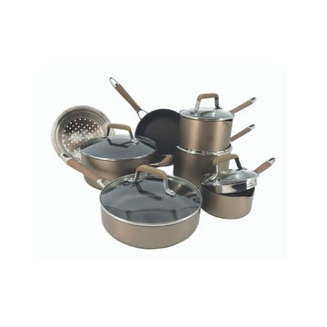 Serray Classic 12-Piece Champagne Bronze Nonstick Aluminum Cookware Set