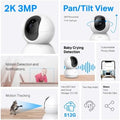 Tapo 2K Pan/Tilt Security Camera for Baby Monitor, Dog Camera w/Motion Detection, 2-Way Audio Siren, Night Vision, Cloud&SD Card Storage, Works w/Alexa & Google Assistant, 2-Pack (Tapo C210P2)|B09Y8C185M