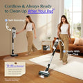 Levoit Cordless Vacuum Cleaner, Anti-Tangle for Pet Hair, Up to 50 Minutes | Powerful Suction, Lightweight, Rechargeable, Versatile for Carpets & Hard Floors, 180° Lay-Flat Design, LVAC-200|B0CB6B2JWG