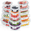 VERONES 12 Packs Glass Food Storage Containers Set with Lids, Grey | Airtight Glass Lunch Containers, Glass Meal Prep Containers with Lids, for Microwave, Oven, Freezer & Dishwasher Friendly|B0BZS66X6R